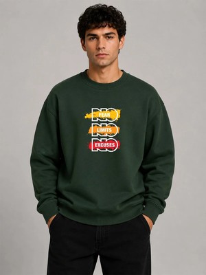 herkesemoda No Fear Baskı Detaylı Bisiklet Yaka Şardonlu 2 Iplik Sweatshirt