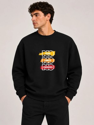 herkesemoda No Fear Baskı Detaylı Bisiklet Yaka Şardonlu 2 Iplik Sweatshirt