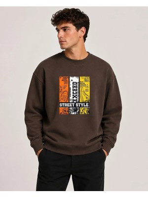 herkesemoda Exceed Baskı Detaylı Bisiklet Yaka Şardonlu 2 Iplik Sweatshirt