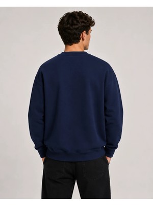 herkesemoda Yön Okları Baskılı Bisiklet Yaka Şardonlu 2 Iplik Sweatshirt