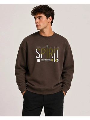 herkesemoda Spirit Baskı Detaylı Bisiklet Yaka Şardonlu 2 Iplik Sweatshirt