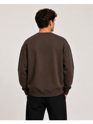 herkesemoda Yön Okları Baskılı Bisiklet Yaka Şardonlu 2 Iplik Sweatshirt