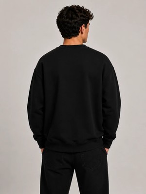 herkesemoda Everything Baskılı Bisiklet Yaka Şardonlu 2 Iplik Sweatshirt