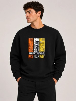 herkesemoda Exceed Baskı Detaylı Bisiklet Yaka Şardonlu 2 Iplik Sweatshirt