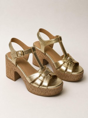 Butik Noble Shoes Hakiki Deri Platform Topuk Kadın Sandalet