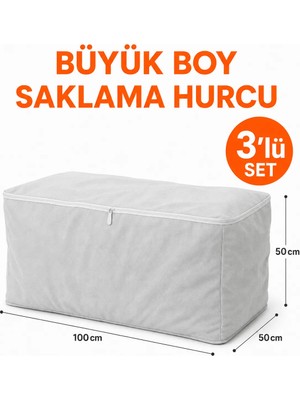 Arkhelais Yorgan Hurcu - Battaniye Hurcu - Battal Boy Hurç - Kıyafet Saklama Hurcu Renkli 100x50x50 cm 3’lü Set