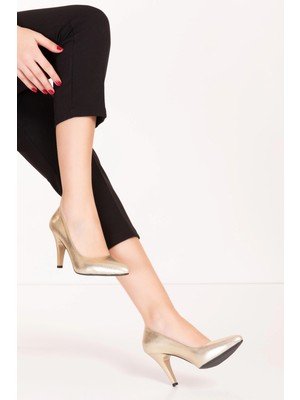 Gondol Hakiki Deri Stiletto-Vdt.25 Dore