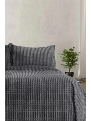 Merinos Modern Line 3 Parça Battaniye Seti - Antrasit