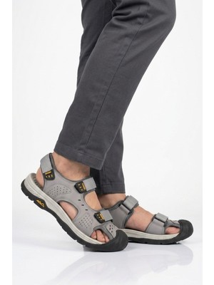 Voyager Erkek Outdoor Trekking Sandalet Kapalı Burun Cırtlı Günlük Yürüyüş Gri E337 M