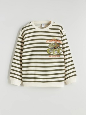 Lc Waikiki Yeni Sezon Bisiklet Yaka Çizgili Erkek Çocuk Sweatshirt