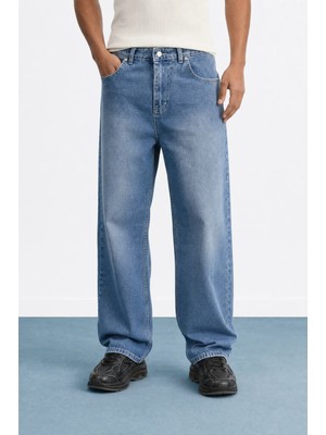 Erkek Washed Baggy Pantolon A.mavi