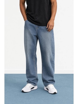 Erkek Washed Baggy Pantolon K.mavi