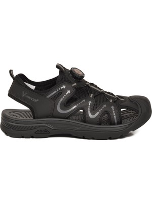 Voyager Erkek Outdoor Trekking Sandalet Çevirmeli Hızlı Bağlama Kapalı Burun Nefes Alabilen Siyah E339 M