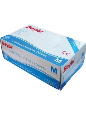 Beybi Lateks Pudralı (M) Medium Beden Muayene Eldiven 100LÜ Paket (Kdo)