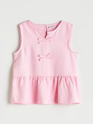 LC Waikiki Lcw Kids Pembe Kaçık Yaka Fiyonk Detaylı Kız Çocuk Bluz
