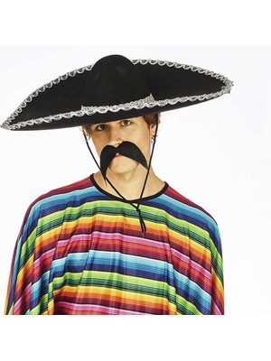 Zero Land Kmrsfres Sombrero Meksika Şapkası Mariachi Gümüş Şeritli Yetişkin Boy