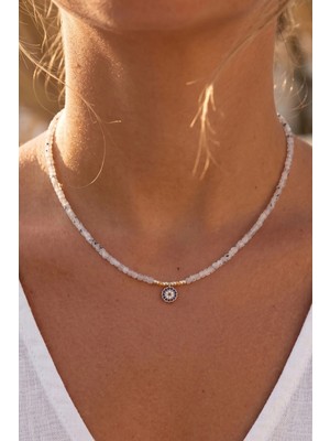 Ose Shop 925 ayar Gümüş Nazar boncuklu doğal kuvars taşlı dizi kolye