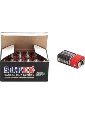 Supex 6F22 9V Çinko Karbon Pil 12 Li Paket (Kdo)