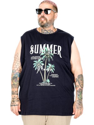Mode Xl Büyük Beden Atlet Baskılı Summer U26010 Lacivert