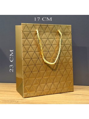 Usm Gold Geometrik Desenli Orta Boy Karton Hediye Çantası