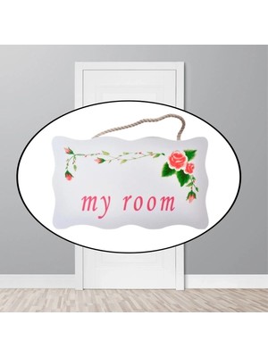 Aesco Decotown My Room Benim Odam Dekoratif Çiçek Desenli Kapı Askısı