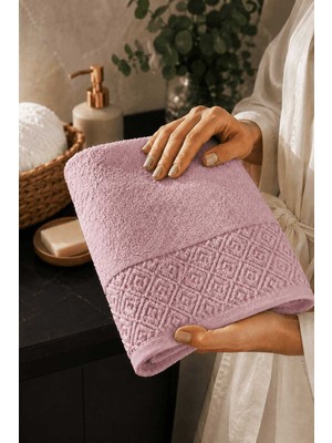 Lady Sunna El Yüz Havlusu 50X90 cm %100 Pamuk Kısmi Kadife  Quadro Pembe