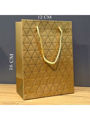 Usm Gold Geometrik Desenli Mini Boy Karton Hediye Çantası