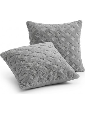 Fugo 2'li Welsoft Kırlent Kılıfı 45X45 cm Dekoratif Fermuarlı Yumuşak Peluş Kırlent Kılıfı Koltuk ve Kanepe Için