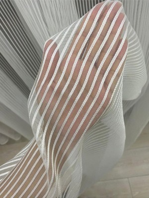 Hsc Bilişim Ekru Petran Tül Perde, Çizgili, 1/2,5 Orta Pileli, 320X250 cm Petran Ekru