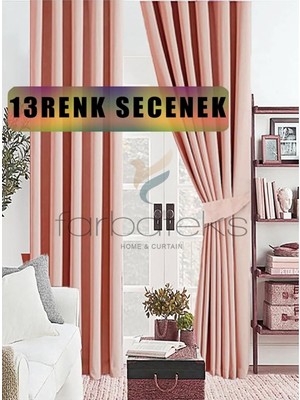 Hsc Bilişim Pudra Gülkurusu Pembe Renk Kalın Güneşlik Blackout Kararma Fon Perde Düz Dikim 120 x 250