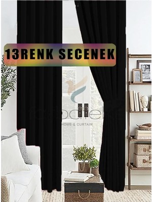 Hsc Bilişim Siyah Renk Kalın Güneşlik Blackout Kararma Fon Perde Düz Dikim 500 x 250