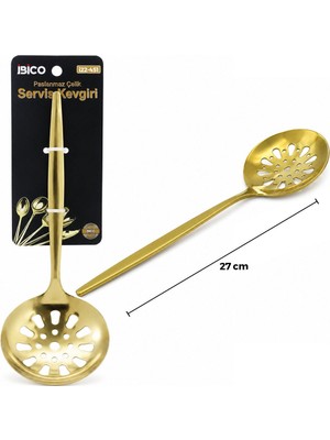Runaway Paslanmaz Çelik 27 cm Metal Servis Kevgiri Gold Kaplama