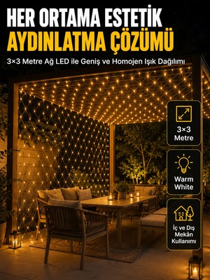 Epilons 3x3 Metre Ağ LED Ile Bahçenize Sıcak ve Şık Aydınlatma