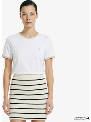 Nautica Kadın Beyaz Slim Fit T-Shirt 65V710T.1BW