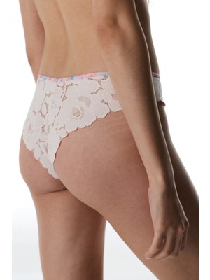 Penti Bej Lace Dantel V Model Brazilian Külot