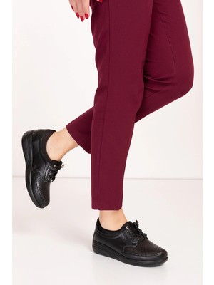 Gondol Comfort Bolle Ortopedik Deri Strech Ayakkabı AT.4206 Siyah Yılan