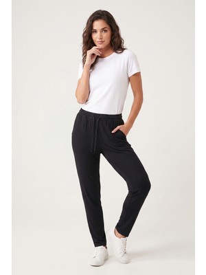 Obje Kadın Siyah Viskon Pijama Altı