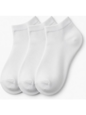 Bolero Beyaz Renk Kadın Dikişsiz Bambu Patik Çorap 3'lü Paket - Nefes Alan Yumuşak Dokulu Set