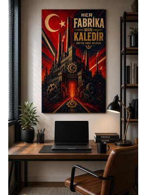 Türk Bayraklı Fabrika Baskılı Cam Tablo – Uv Baskı Endüstriyel Duvar Tablosu