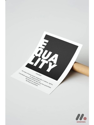 Modiwa Design Equality Tanım Posteri, Çerçevesiz Yüksek Kalite Duvar Afişi - Motivasyon Hediyesi