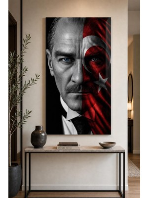 Atatürk Türk Bayrağı Baskılı Cam Tablo – Uv Baskı Dekoratif Duvar Tablosu