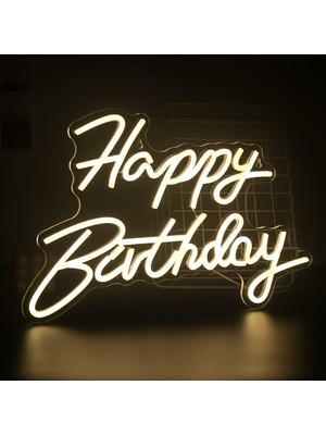Bin1çeşit Happy Birthday Yazılı Neon LED Işık
