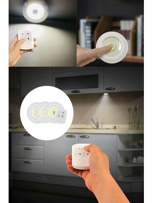 Bin1çeşit Uzaktan Kumandalı Yapışkanlı 3'lü LED Spot Lamba
