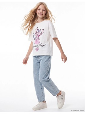 LC Waikiki Lcw Kids Mavi Barrel Fit Taş Işlemeli Kız Çocuk Jean Pantolon