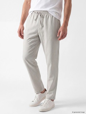 LC Waikiki Lcw Vision Bej Regular Fit Keten Görünümlü Erkek Pantolon