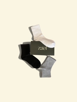 Zael Premium Pamuklu 3 Çift Düz Renk Spor Soket Çorap Seti