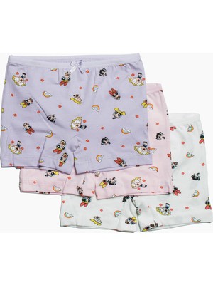 Obje Kız Çocuk Powerpuff Girls Desen 3'lü Boxer
