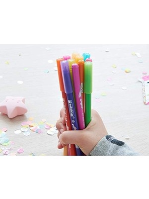 15 Funtastıcs Çocuklar Için Ince Uçlu Keçeli Kalem 12'li Set - 1 mm Yuvarlak Uç