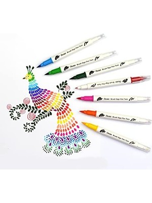 Brush Sing Pen Twin Çift Taraflı Fırça Uçlu Kalem Altın