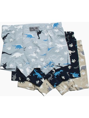 Obje Erkek Çocuk Dinazor Desen 3'lü Boxer